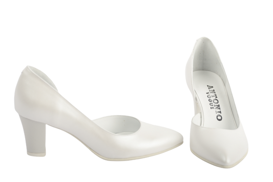 Pantofi mireasa piele naturala ANTONIO 2462 alb sidef