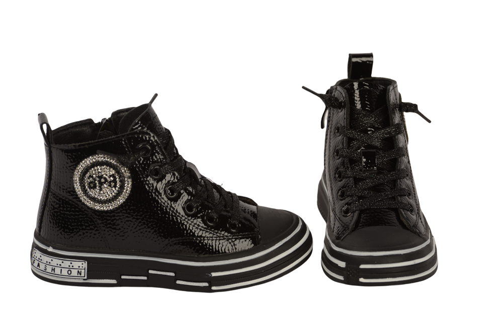 Ghete fete piele ecologica 190 negru lac