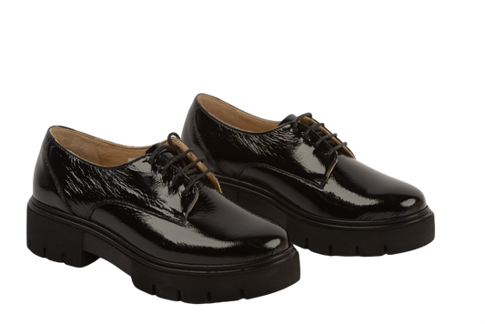 Pantofi dama casual piele naturala diana negru lac