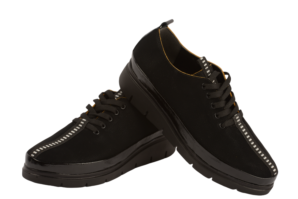 Women's casual shoes made of genuine leather PERLA 1237 black velour