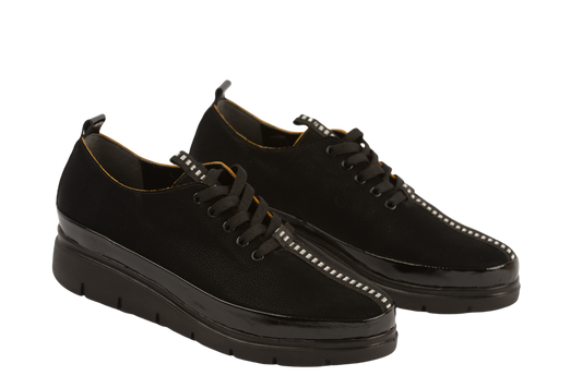 Pantofi dama casual piele naturala PERLA 1237 negru velur