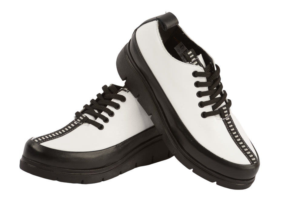 Pantofi dama casual piele naturala PERLA D906-1 alb negru