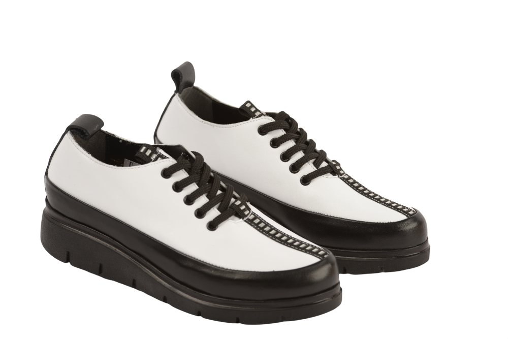 Pantofi dama casual piele naturala PERLA D906-1 alb negru