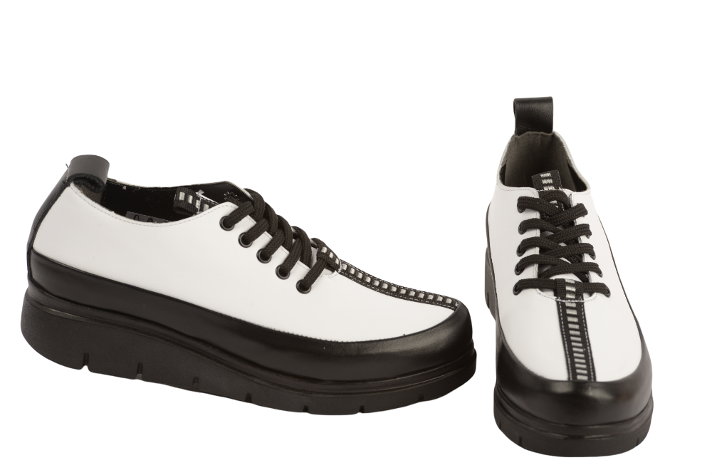 Pantofi dama casual piele naturala PERLA D906-1 alb negru