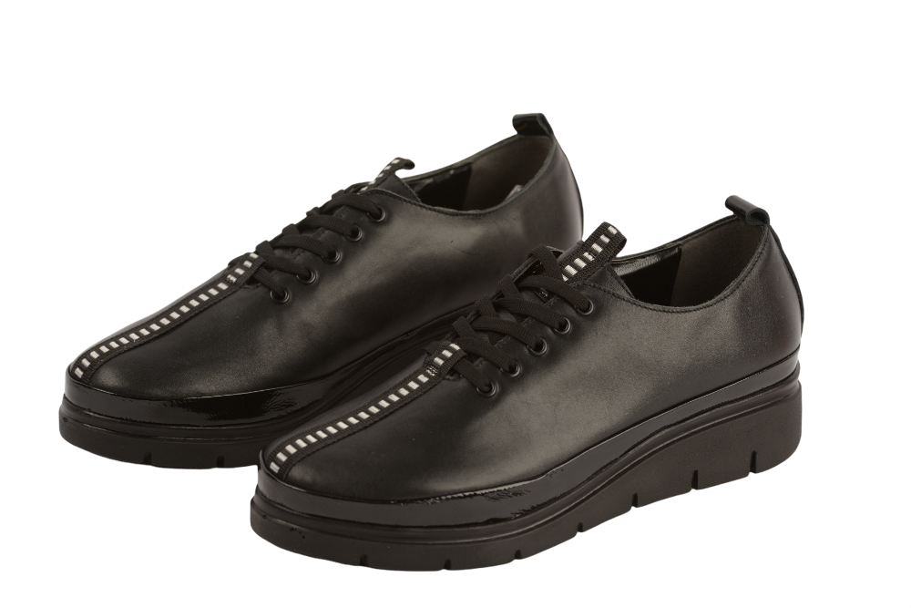 Pantofi dama casual piele naturala PERLA 1237 negru box lac