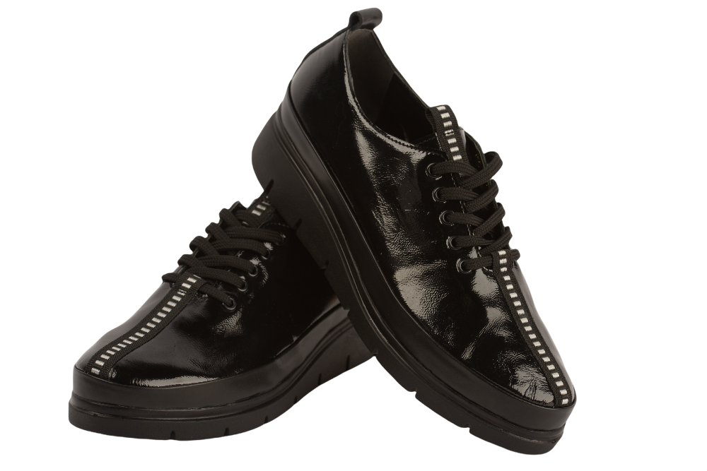 Women's casual shoes natural leather PERLA 1237 black patent