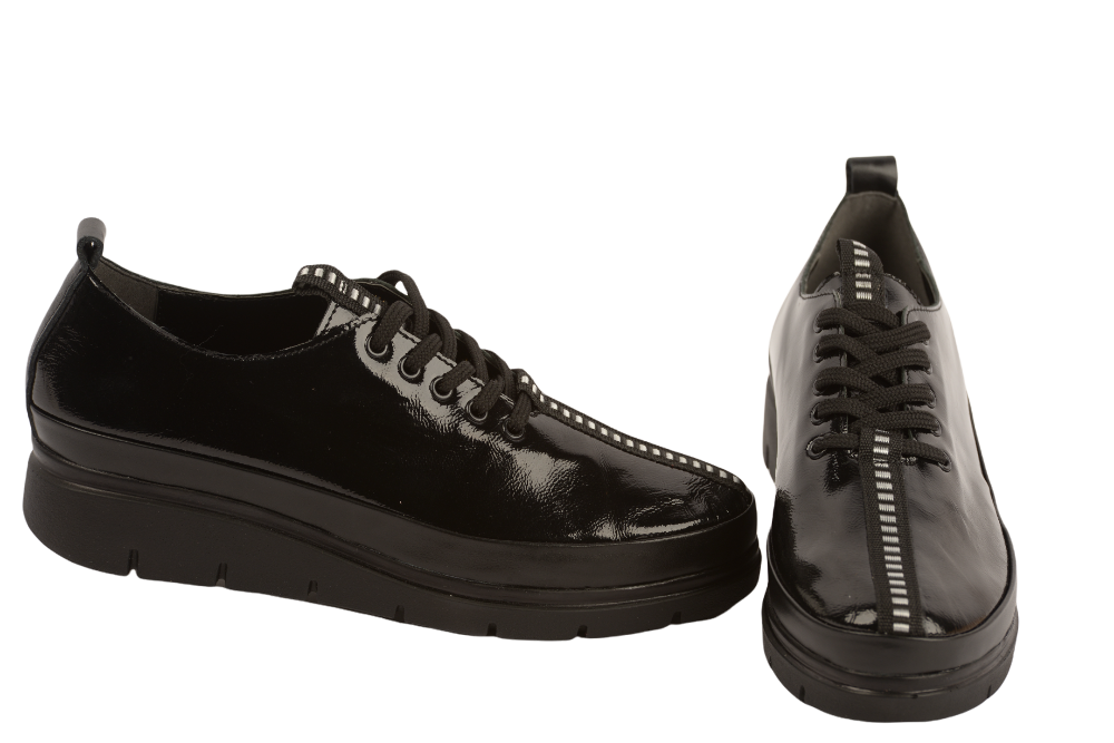 Women's casual shoes natural leather PERLA 1237 black patent