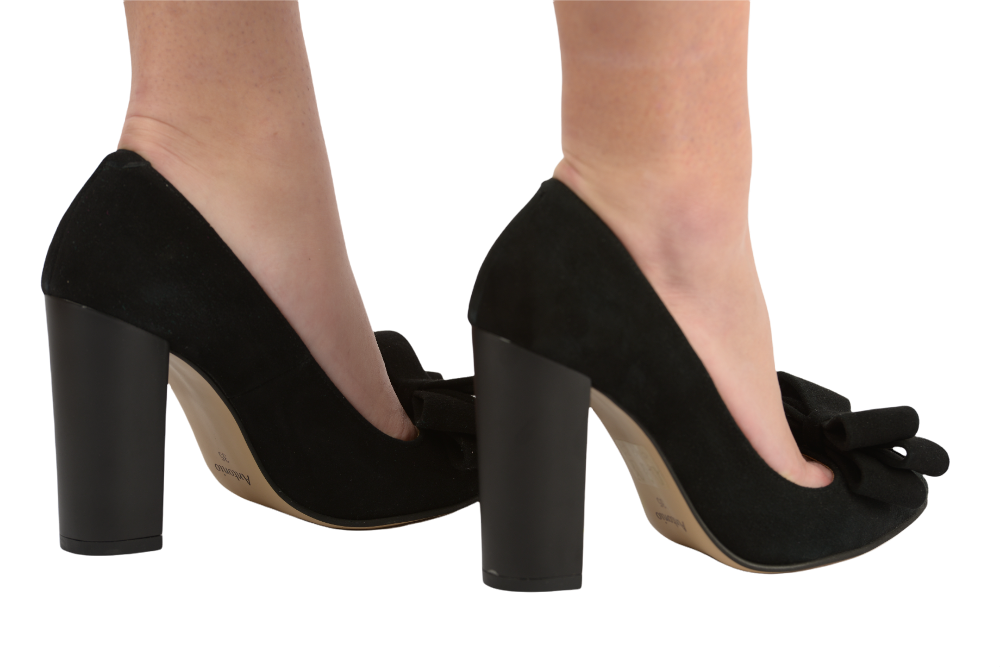 Pantofi dama eleganti piele naturala 341 negru velur