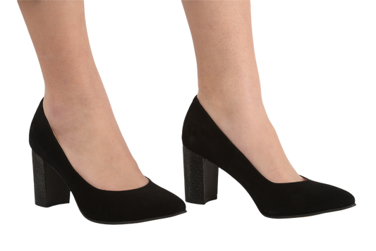 Pantofi dama eleganti piele naturala ANTONIO 21216 negru velur