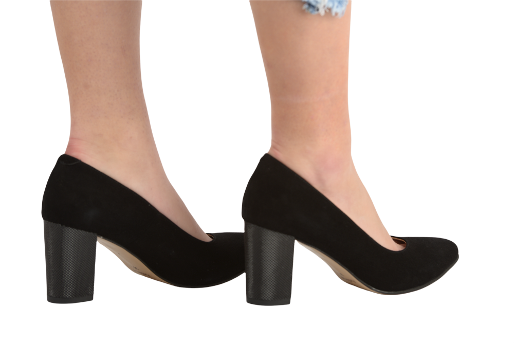 Pantofi dama eleganti piele naturala 21216 negru velur