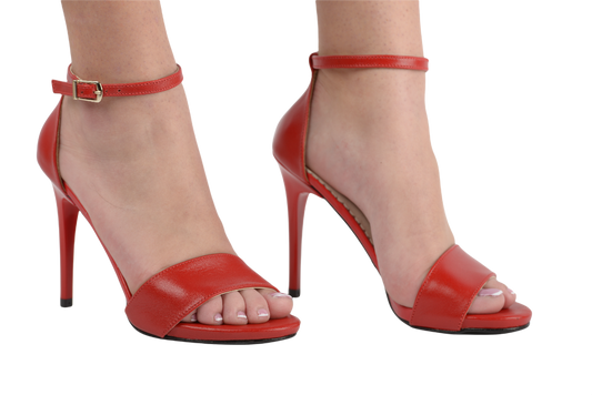 Sandale dama elegante piele naturala LARISA A 21 rosu