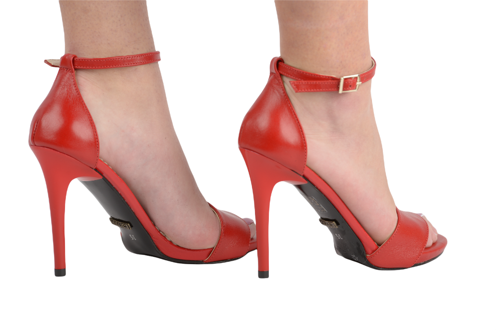 Sandale dama elegante piele naturala A21 rosu
