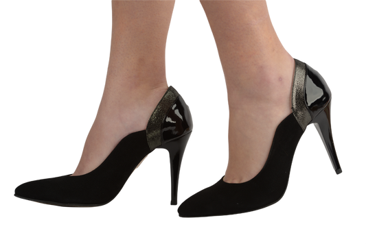 Pantofi dama eleganti piele naturala ANTONIO 311-1 negru argintiu
