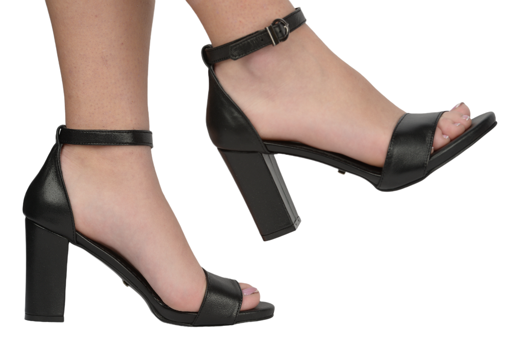 Elegant women's sandals, natural leather A51, black box