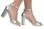 Sandale dama elegante piele naturala A51 argintiu mat