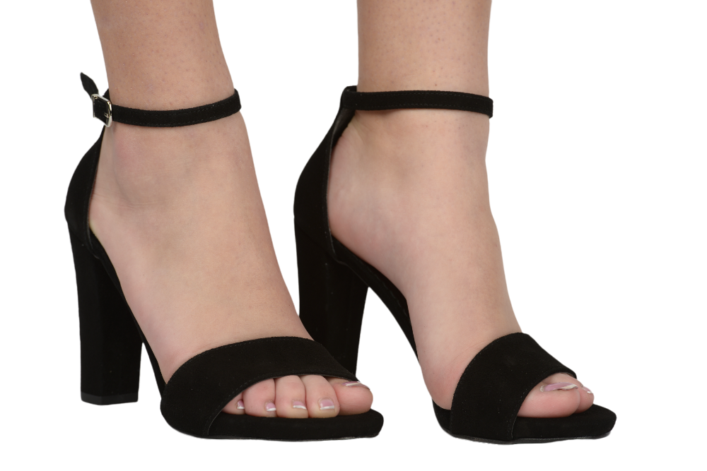 Sandale dama elegante piele naturala A22 negru velur