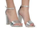 Sandale dama elegante piele naturala A 22 argintiu cristal