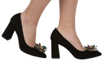 Pantofi dama eleganti piele naturala 20044 negru velur