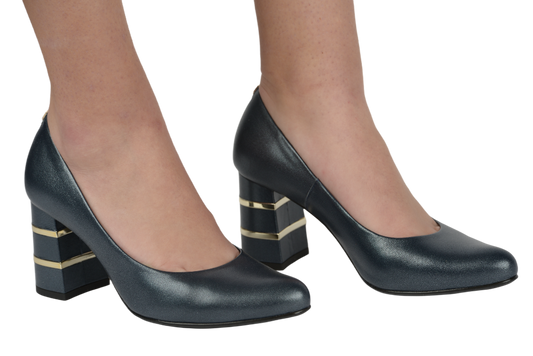 Pantofi dama eleganti piele naturala SALA 9747 bleu sidef