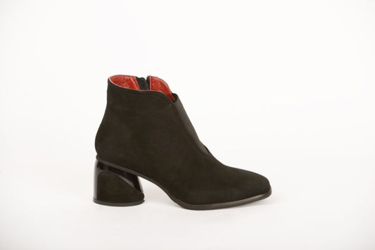 Ghete dama elegante piele naturala JOHAN 150 negru velur