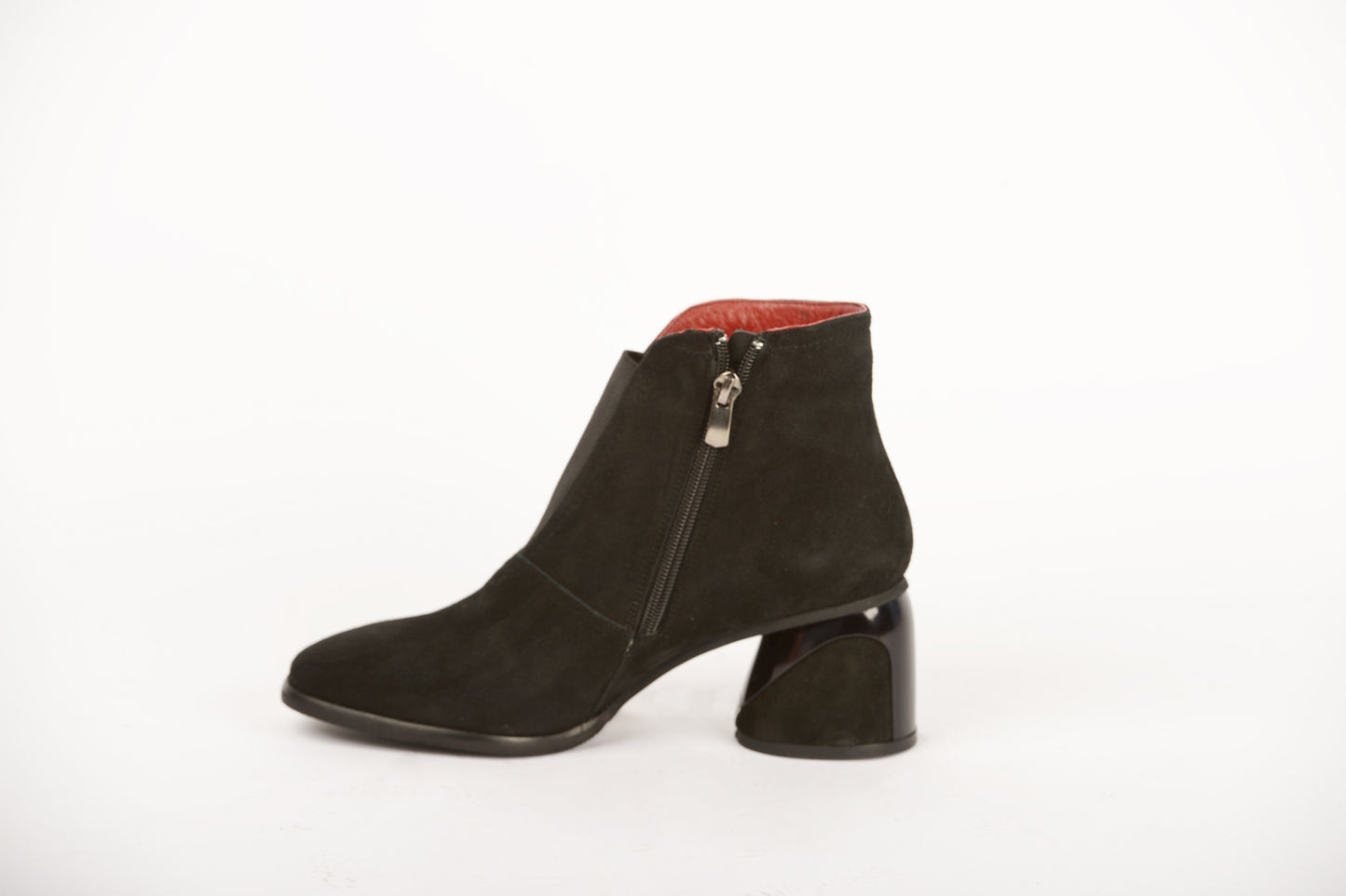 Elegant women's boots made of genuine leather JOHAN 150 black velour