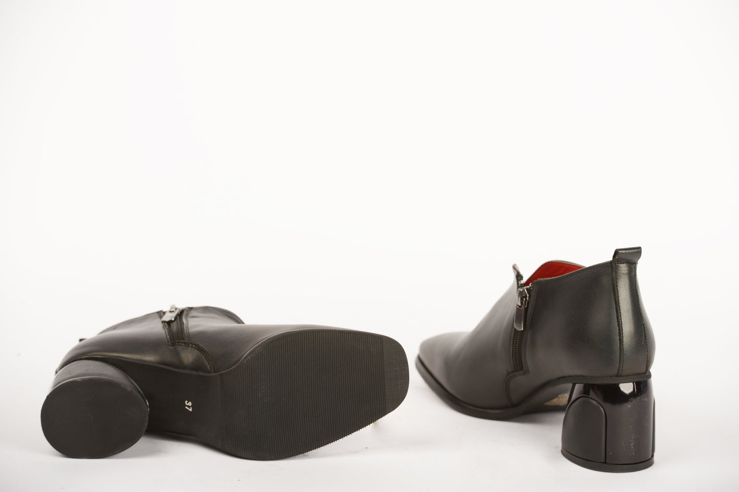 Ghete dama elegante piele naturala JOHAN 153 negru box