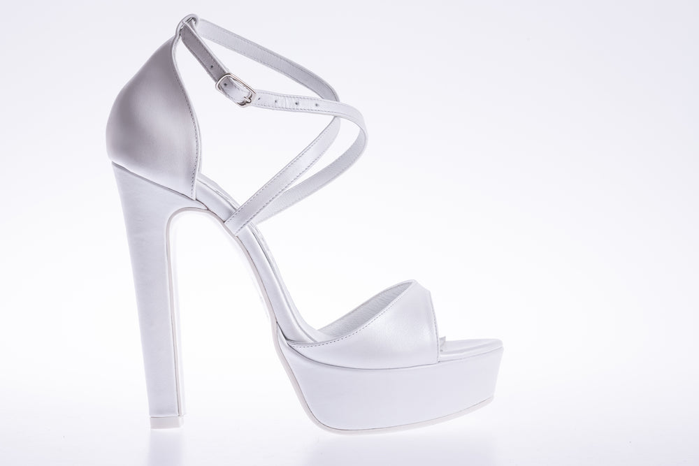 Sandale dama elegante piele naturala 2476 alb sidef