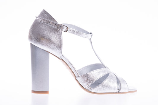 Sandale dama elegante piele naturala ANTONIO 910 argintiu