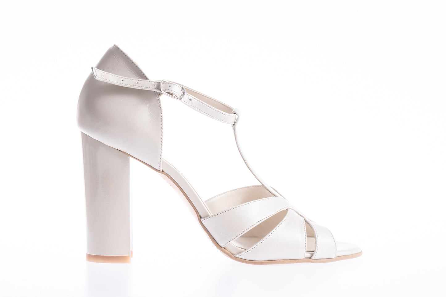 Elegant women's sandals made of genuine leather ANTONIO 910 pearl beige