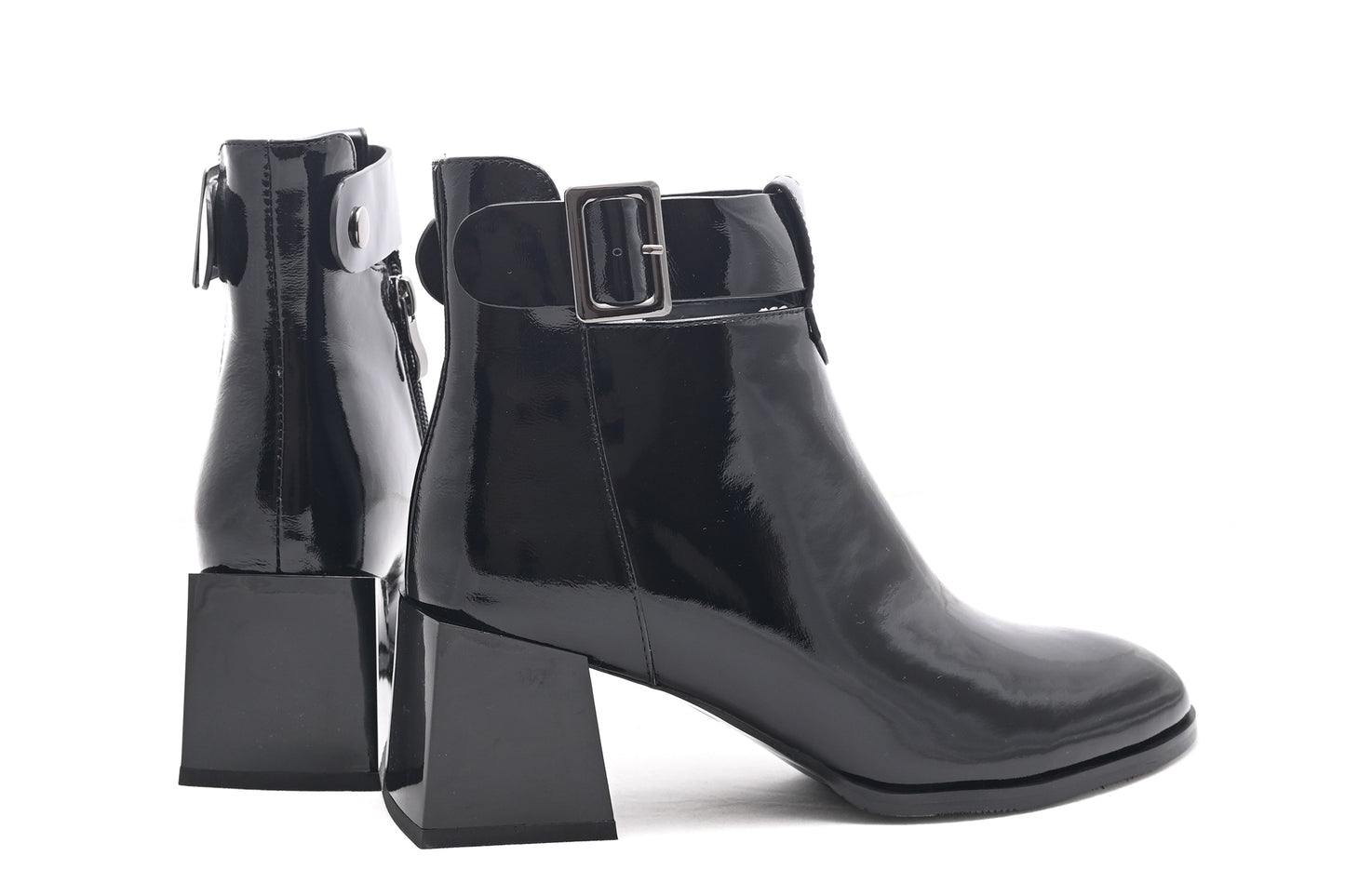 Women's casual boots, natural leather, FORMAZIONE 3839, black patent leather