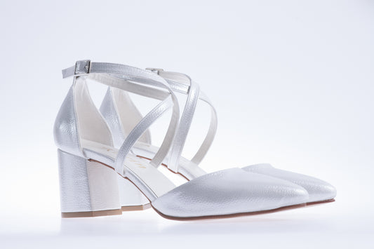Pantofi mireasa KARIN 13 alb croco saten