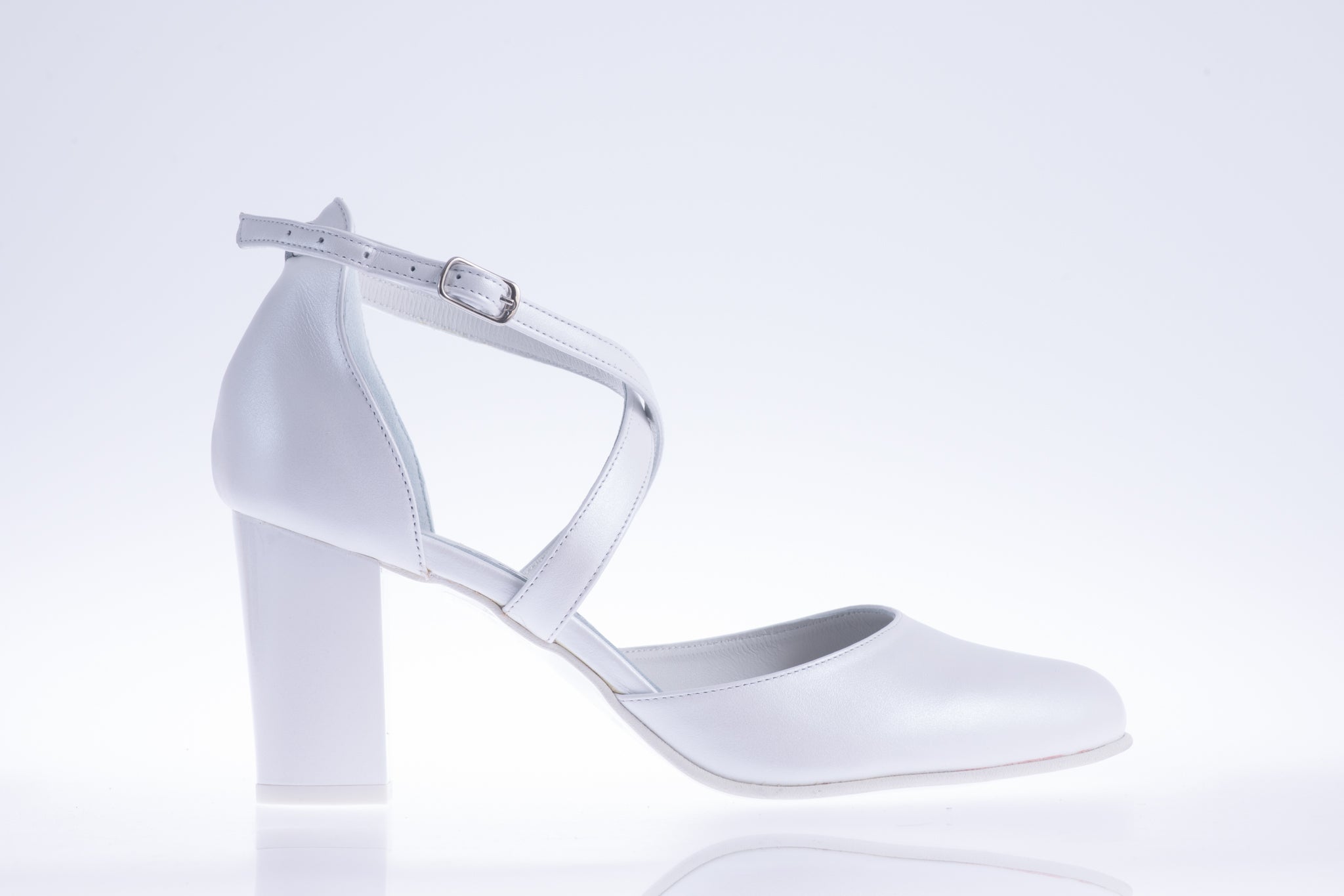 Sandale dama elegante piele naturala 336 alb sidef