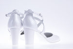 Sandale dama elegante piele naturala 336 alb sidef
