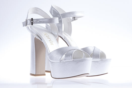 Sandale mireasa Karin 7171 alb croco saten