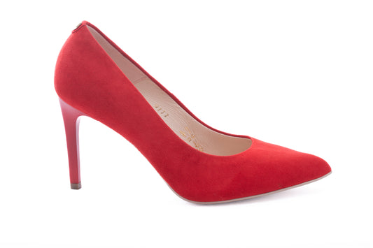 Pantofi dama eleganti piele naturala SALA 9111 rosu velur