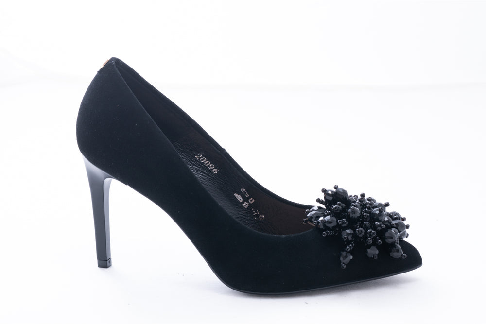 Pantofi dama eleganti piele naturala 20096 negru velur