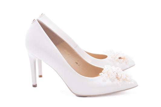 Pantofi dama eleganti piele naturala SALA 20063 crem sidef