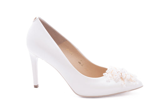 Pantofi dama eleganti piele naturala SALA 20063 crem sidef