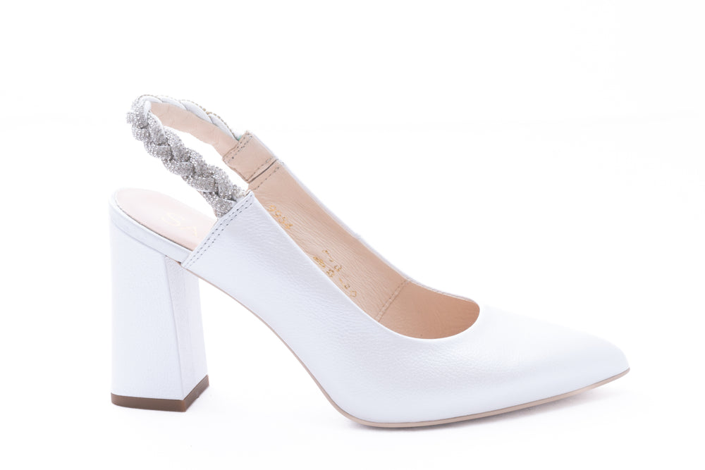 Pantofi dama eleganti piele naturala dec 9954 alb sidef