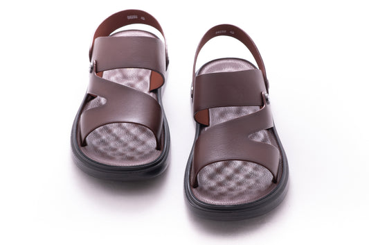 Sandale barbati piele naturala MELS 56292 maro