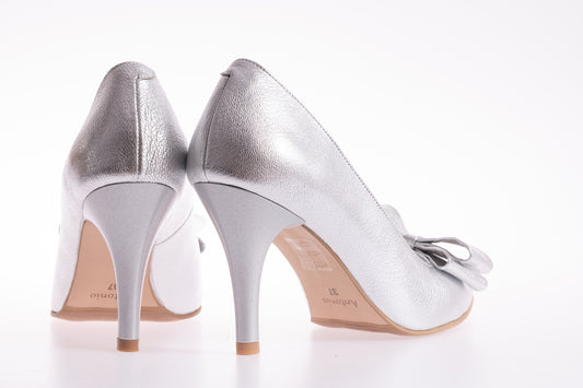 Pantofi dama eleganti piele naturala ANTONIO T299-1 argintiu