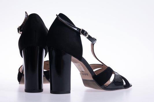 Sandale dama elegante piele naturala ANTONIO 910 negru velur