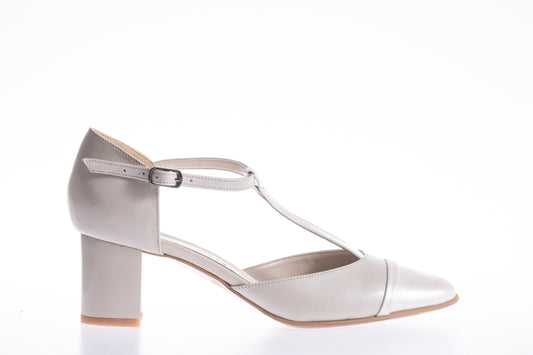 Pantofi dama eleganti piele naturala ANTONIO 7337 bej box lac