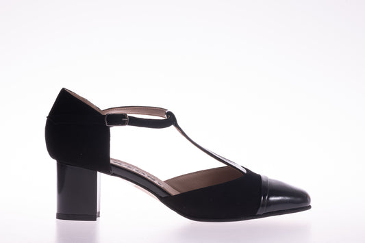 Pantofi dama eleganti piele naturala ANTONIO 7337 negru velur lac