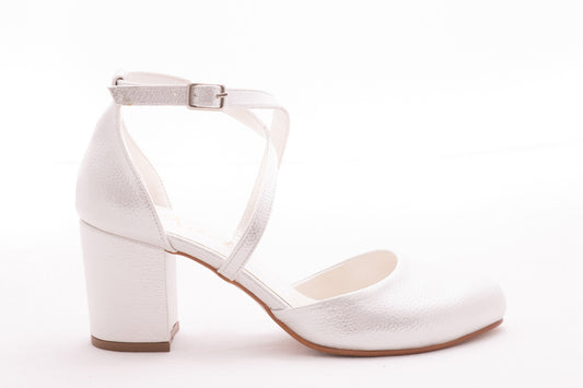 Pantofi dama Karin 81 alb croco saten