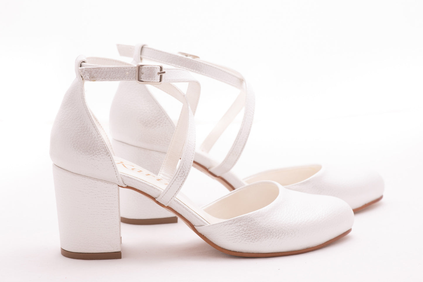 Pantofi dama Karin 81 alb croco saten